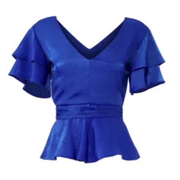 Waverly Grey - Blue Satin Blouse - Picture 2 of 7